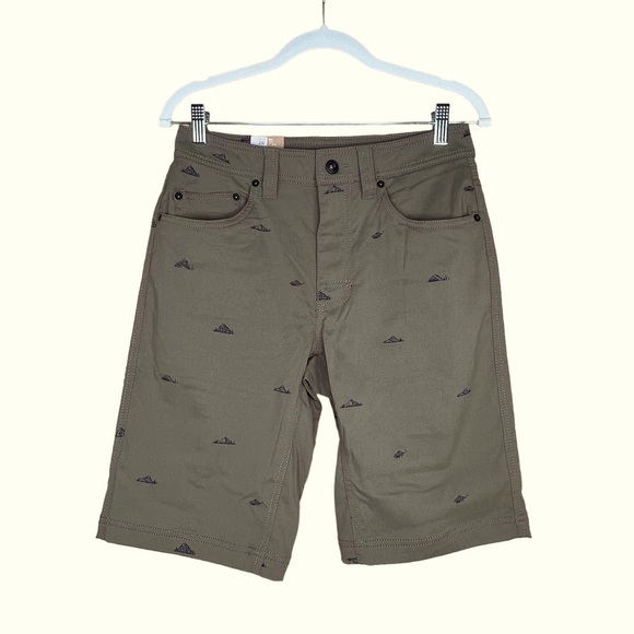 Prana Men’s Brion Olive Green Nylon Shorts With Mountain Print Size 28 X… - Picture 12 of 12